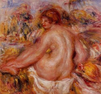 Pierre Auguste Renoir : After Bathing Seated Female Nude